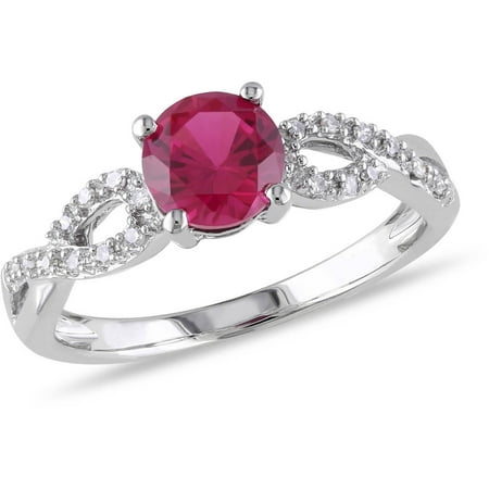 Tangelo 1 Carat T.G.W. Created Ruby and Diamond-Accent 10kt White Gold Infinity Engagement Ring