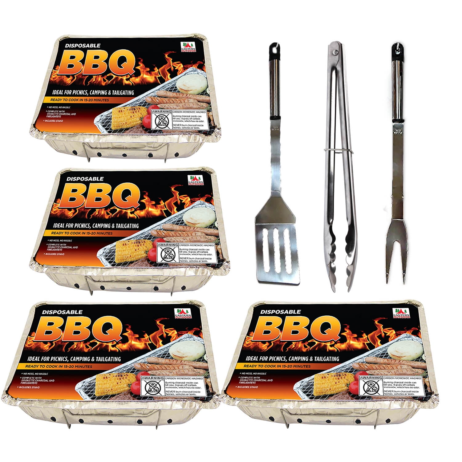 Disposable Bbq Grill Set (4 Pk) Aluminum Portable Disposable Charcoal