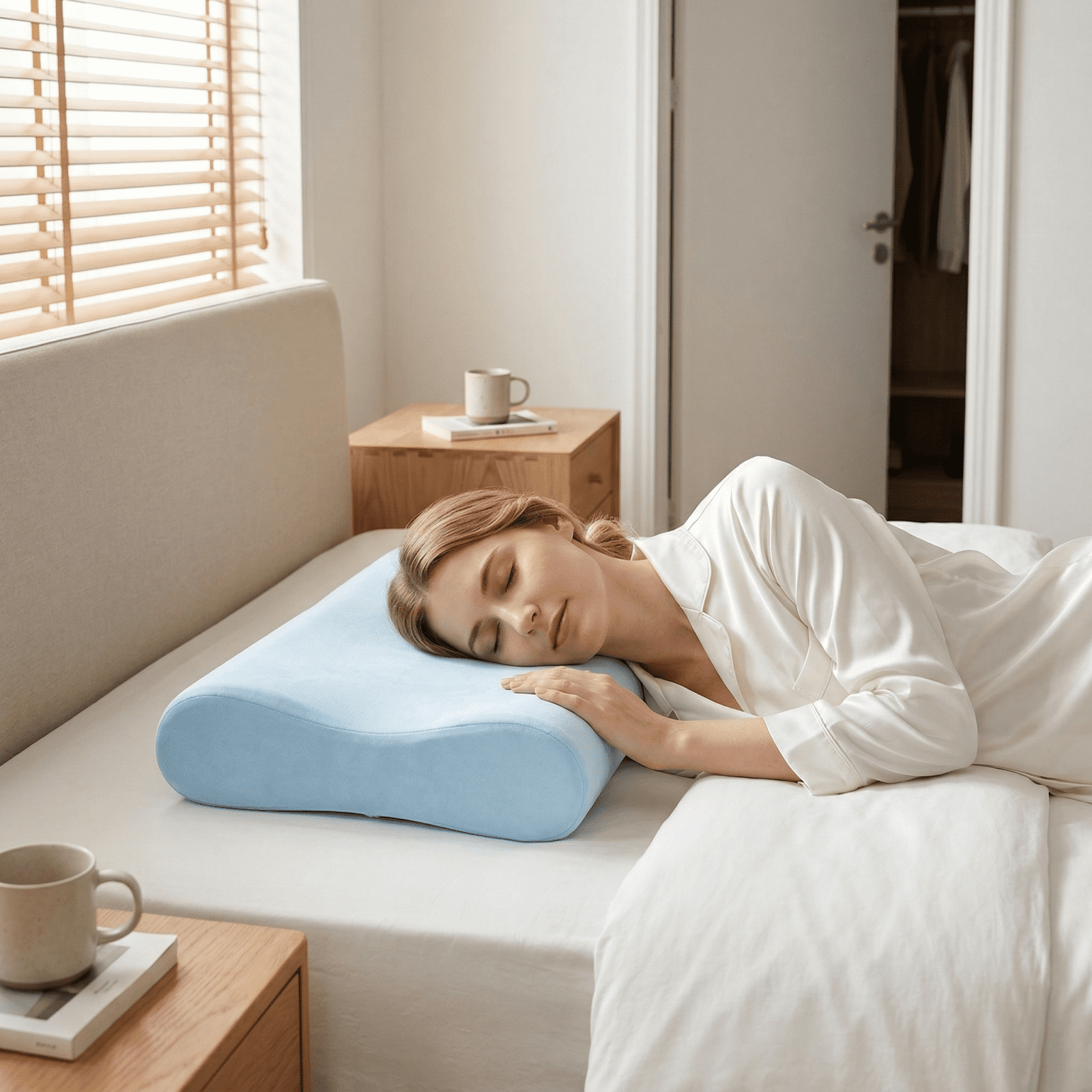 Memory Foam Neck Pillow, Slow Rebound Cervical Pillow, Ergonomic Orthopedic Design for Neck Pain Relief, Soft & Breathable, Ideal for Home, Office & Travel