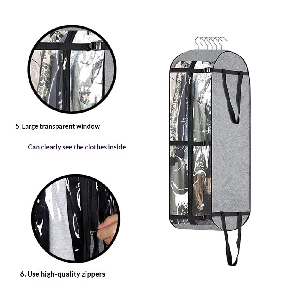 Hanging Garment Bags for Travel Suit Bags for Closet Storage Moving Bags for Clothes Dress Cover for Coat, Jacket, Shirt, Clothing, grey