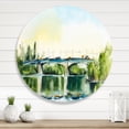 thumbnail image 2 of Designart 'Landscape With Old Bridge Over River In The Countryside' Traditional Circle Metal Wall Art 11x11 - Disc of 11, 2 of 5