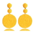 thumbnail image 1 of Pendientes de bola de rafia boho para mujer, pendientes colgantes redondos de rafia individuales - Joyas de resort de playa de verano, 1 of 5