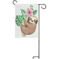 thumbnail image 5 of SKYSONIC Garden Flag Sloth Hanging On The Tree with Tropic Flower Double-Sided Printed House Sports Flag-12x18(in)-Polyester Decorative Flags for Courtyard Garden Flowerpot, 5 of 6