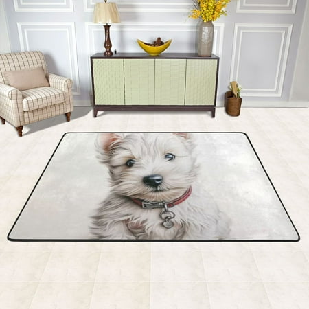 Dog Collar White Area Rug Washable 72 x 48 Floor Carpet Mat Non Slip for Bedroom Living Room Kids Room Home Decor