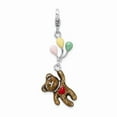 thumbnail image 1 of 925 Sterling Silver RH Enameled 3-D Bear holding Balloons With Lobster Clasp Charm Pendant; for Adults and Teens; for Women and Men, 1 of 1