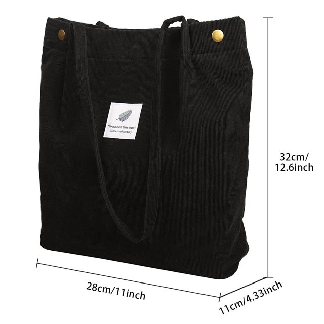 Bolso de compras de pana para mujer, bolsa de hombro de tela de lona para niña, bolso de almacenamiento ecológico, reutilizable, plegable, bolsas de comestibles ecológicas