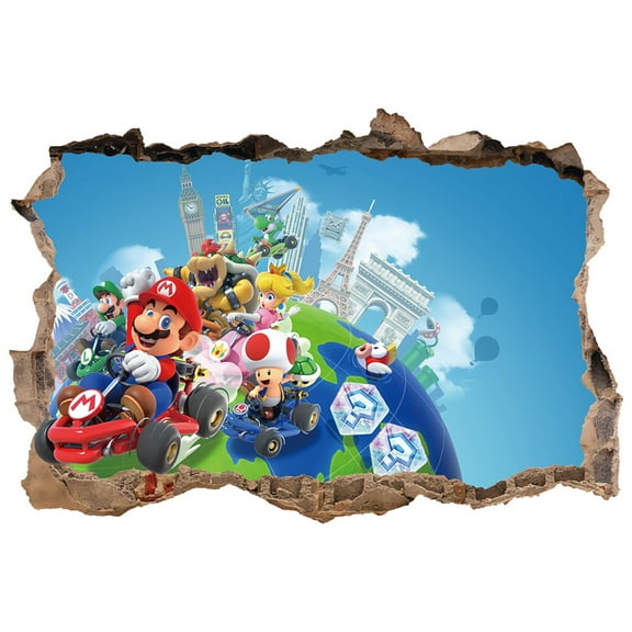 Mario Bros Wall Sticker For Bedroom Living Room Nursery Party Decorations Anime Cartoon Background Self-Adhesive Wall Decor Baby Boy Girl Kids Room Wall Mural Decor Poster Gift