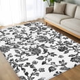 thumbnail image 4 of 6x9 Area Rugs, Black Flower Non-Skid Rubber Backing Large Rectangle Rugs - Living Room Bedroom Home Office, Vintage Farmhouse Boho Leaf Spring Plant Indoor Floor Mat Carpets Washable Rug, 4 of 9