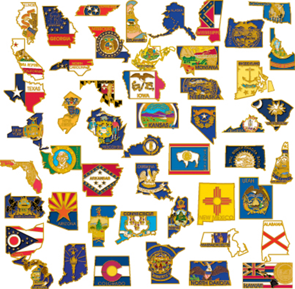 50 State Shape Enamel Lapel Pin USA Collection Value Pack