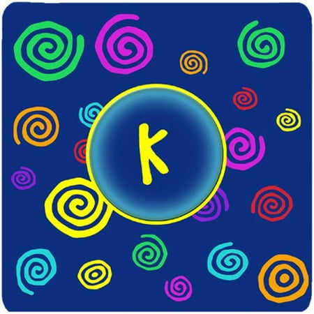 

Monogram - Blue Swirls Foam Coasters Initial Letter K Set - 4