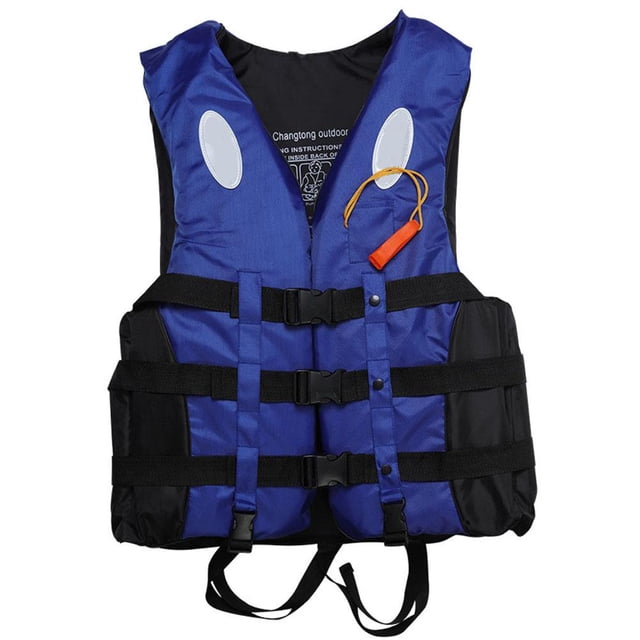 Chaleco de pesca con silbato, chaqueta flotante EPE impermeable de seguridad ajustable para exteriores, chaleco salvavidas