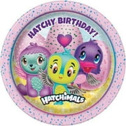 Hatchy Birthday Hatchimals Hearts Purple Background Edible Cake Topper Image ABPID00201
