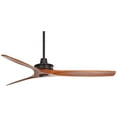 thumbnail image 6 of 52" Casa Vieja Rustic Farmhouse 3 Blade Indoor Ceiling Fan with Remote Matte Black Walnut Solid Wood for Living Kitchen Bedroom Dining Room Office, 6 of 9