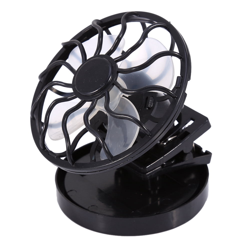 Cooling Fan Portable Solar Powered Mini Air Conditioner Fan Panel Air Cooler Round Black 