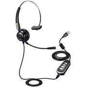 USB Headset/ 3.5mm Computer Headphone Noise Cancelling and Hands-Free with Mic, PChero Stereo Wired Headset for Cellphone PC Tablet - Monaural
