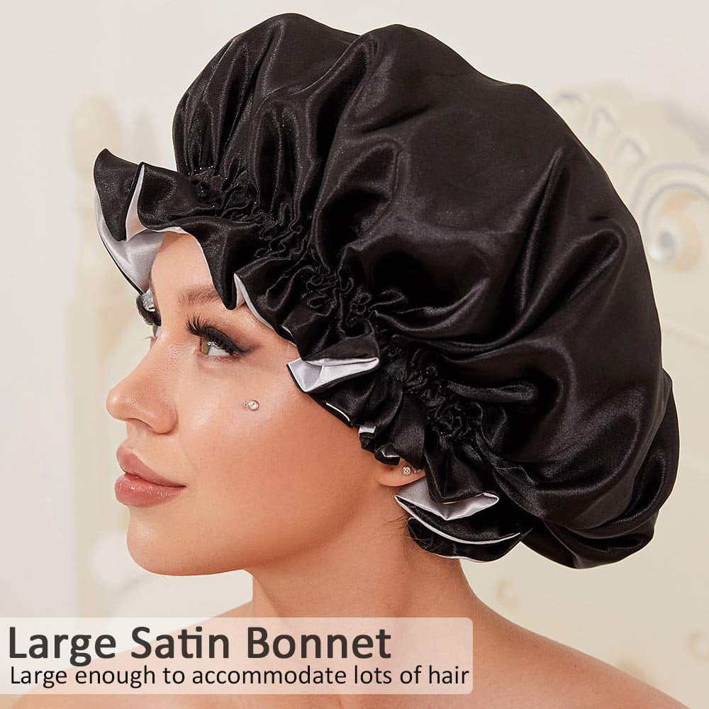 Black Satin Silk Bonnet 