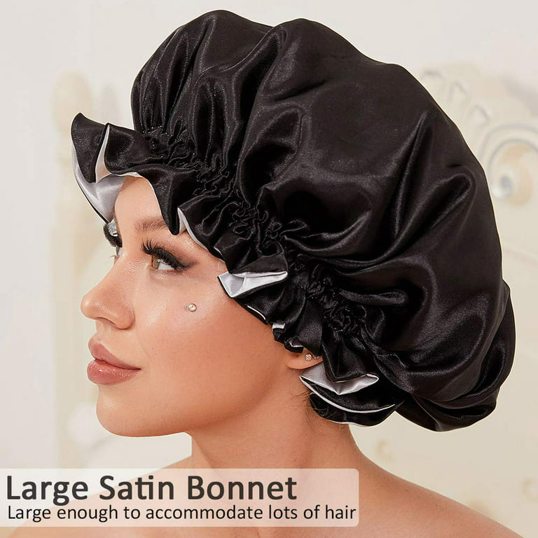 BONNET QUEEN Silk Bonnet for Sleeping Satin Bonnet Hair Bonnet Large Bonnet  Braid Bonnet Double Layer Jumbo Bonnet Night Sleep Hair Wrap for Women