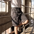 thumbnail image 6 of YunPes Girls Jean Shorts Multiple Pockets Cargo Knee Length Straight Leg Denim Jorts Summer Teen Bermuda Jeans Size 7-12Y, 6 of 8