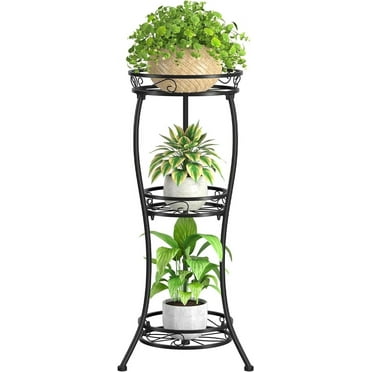 GrowAlong Metal Plant Stand Indoor Outdoor,3 Tiered Plant Stand，Display Rack for Patio Garden Balcony Living Room(33 inch Black )