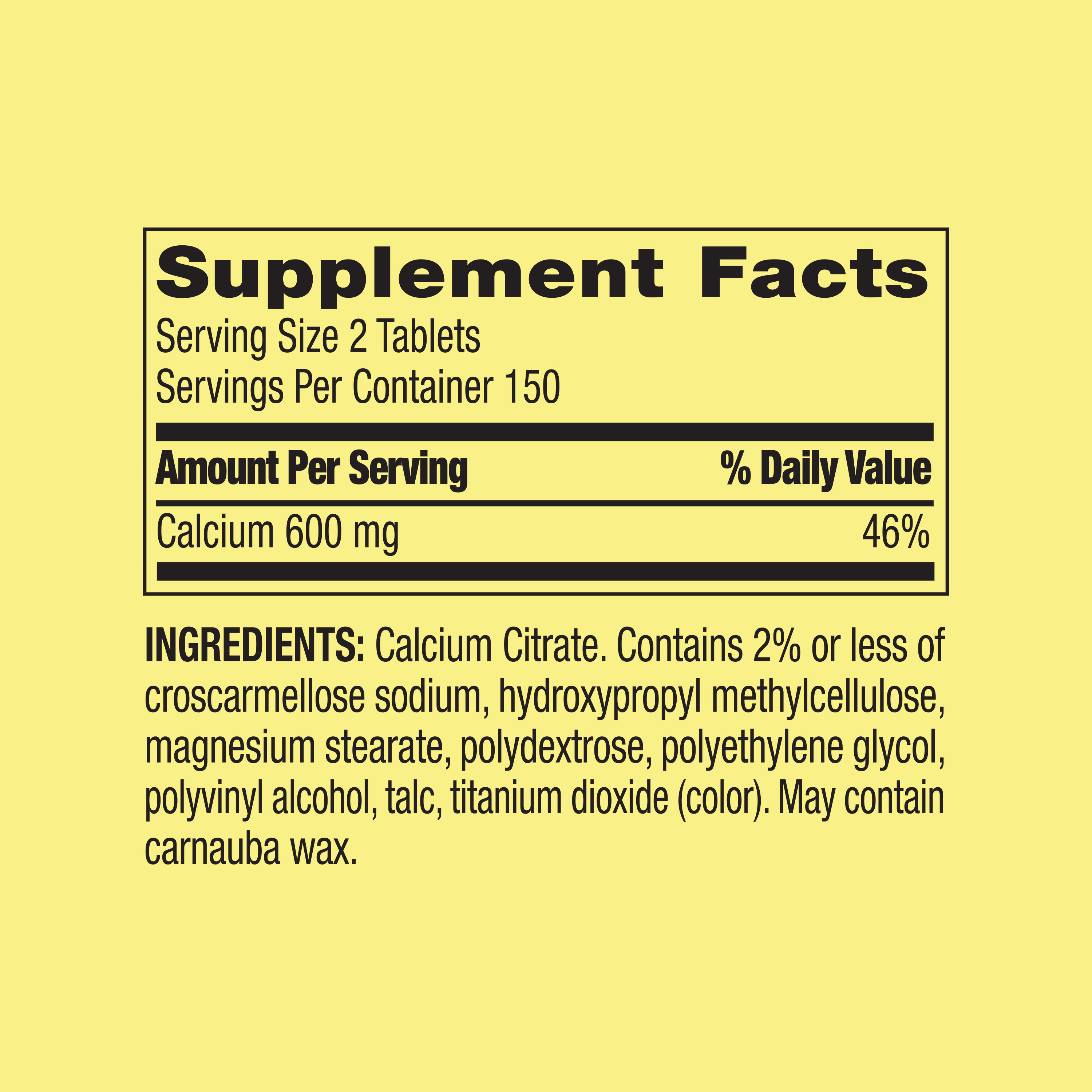 Spring Valley Calcium Citrate Tablets Dietary Supplement, 600 mg, 300 Count - image 2 of 8