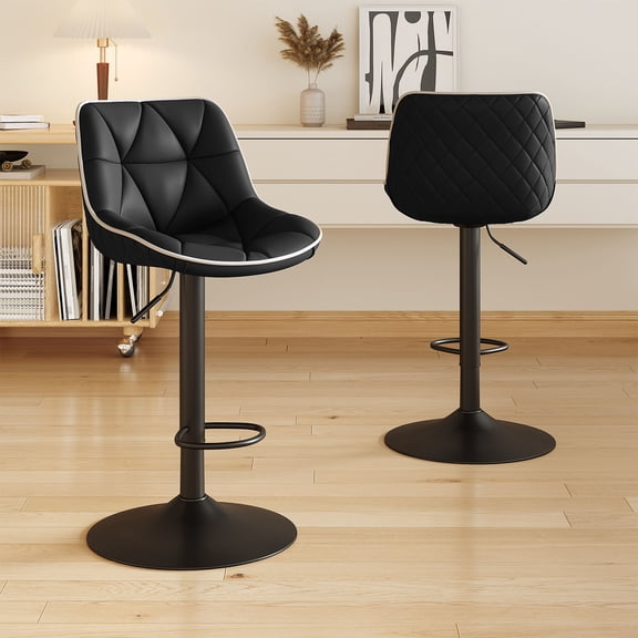 Set of 2 Adjustable Swivel Counter Height Bar Stools with Back, Modern Armless Upholstered Seat for Kitchen Island Home Bar