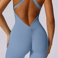 thumbnail image 6 of Sexy Hollow Backless Sporty Jumpsuits Fitness Overalls for Women Scrunch Workout Rompers One Pieces Sport Suit Zip Gym Jumpsuit (HazeBlue Short Set,XL), 6 of 7
