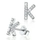 thumbnail image 1 of Silvora Pendientes pequeños de plata esterlina con inicial de circonita cúbica Pendientes con letra K Regalo de cumpleaños de Navidad para su mamá, novia e hija, 1 of 8