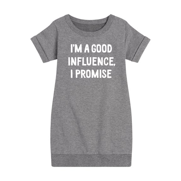 Instant Message - I'm a Good Influence Christmas - Toddler & Youth Girls Fleece Dress