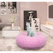 Angle View: Bessie and Barnie Signature Cotton Candy Luxury Extra Plush Faux Fur Bagel Pet/ Dog Bed