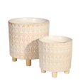 thumbnail image 1 of Sagebrook Home S/2 Footed Planters 9/6", Hearts, White, 1 of 1