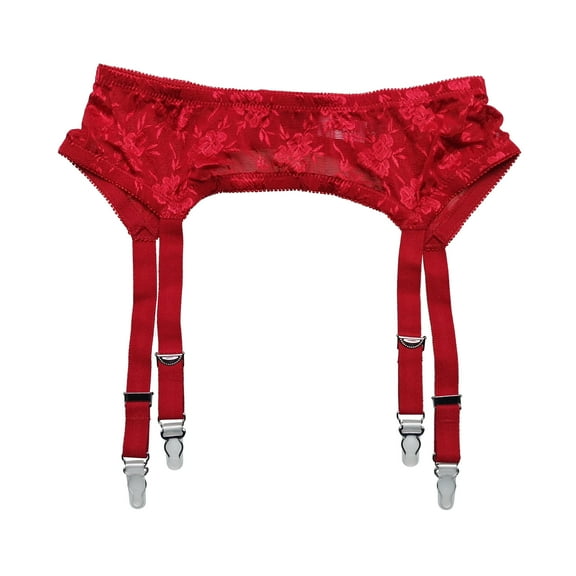 TVRtyle Women's Wine Red Sexy 4 Vintage Metal Clips Garter Belts for Stockings S502WR