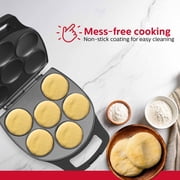 Holstein Housewares 6-Section Non-Stick Arepa Maker, Multi-Food Maker - Eggs, Mini Pancakes, Corncakes and More, Matte Black