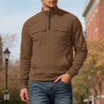 thumbnail image 2 of LIUJUNSHOP Men's Organic Cotton Crewneck Sweatshirt Men's Retro Solid Color Pocket Loose Fit Sports Top Quarter Zip Pullover Casual, 2 of 5