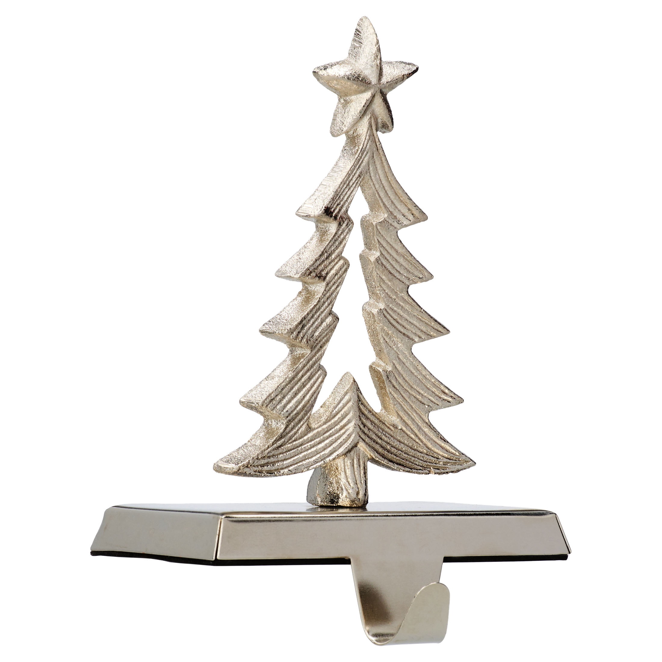 Aluminum Tree Christmas Stocking Holder, Silver, 7.8", by Holiday Time