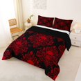 thumbnail image 2 of Homewish Bohemian Skull Queen Comforter Set,Black Red Damask Comforter Sets Queen,Halloween Duvet,Black Reversible,3 Pieces,1 Comforter and 2 Pillowcases, 2 of 7