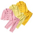thumbnail image 2 of LYMAYTER Kids Girls Denim Outfit 2PCS Baby Long Sleeve Jeans Jacket +spring Fall Jeans Pants Set for 1-6 T, 2 of 9