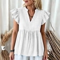 thumbnail image 5 of Msgweeeg Blouses Women Short Sleeve V Neck Womens Business Casual Tops Solid Color Loose Fit Summer Trendy Tshirts for Women for Work and Office, 5 of 7