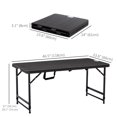 thumbnail image 2 of Foldable Patio Dining Table for 4, Height Adjustable Outdoor Table for Garden Lawn Backyard, Dark Grey, 2 of 7
