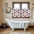 thumbnail image 4 of Moroccan Geometric Tier Curtains 24 Inch Length, Vintage Boho Rhombic Pattern Red Gray Cafe Short Curtains for Bathroom Over Sink, Small Kitchen Curtain Light Filtering Drapes 2 Panels 27.5"Wx24"L, 4 of 8