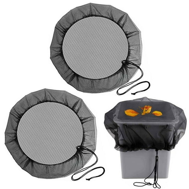 Jinsinto 2PCS Rain Barrel Protective Net,95cm Rain Barrel Net with Drawstring for Dustproof, Deciduous, Mosquito Repellent-Black
