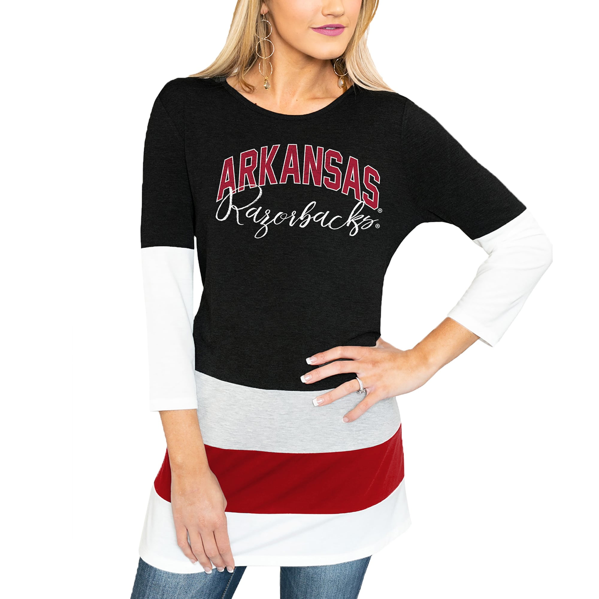 Image One NCAA Arkansas Razorbacks Womens Basic Short Sleeve T-Shirt Girls Gameday Bow Cardinal Medium