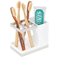 thumbnail image 4 of mDesign Plastic Toothbrush, Toothpaste Storage Organizer Holder - White/Brushed, 4 of 7