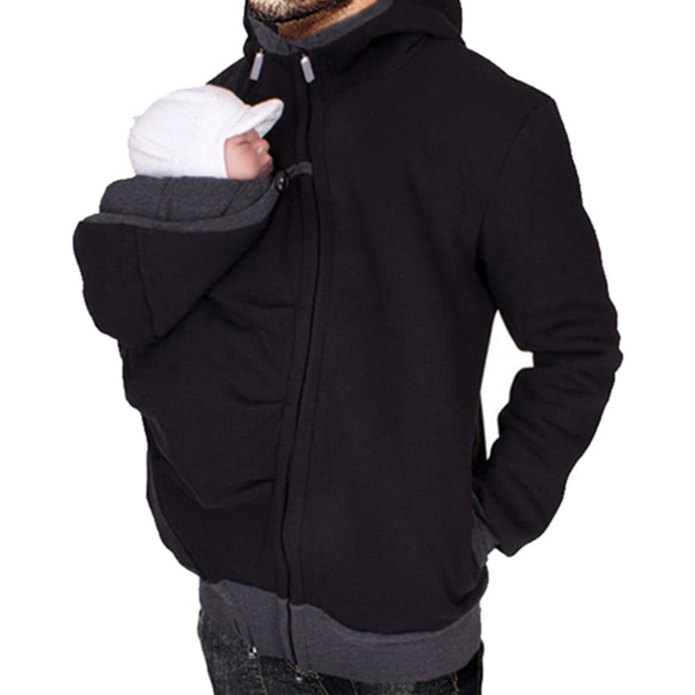 Puno filosofi Sygeplejeskole amropi Mens Kangaroo Jacket for Dad and Baby Carrier Hoodie Pullover  Sweatshirt Black,XXL - Walmart.com