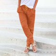 thumbnail image 5 of Caqnni Womens Linen Pants 2024 Summer Casual Loose Wide Leg Palazzo Pants Spring High Waist Flowy Beach (YE2,L), 5 of 5