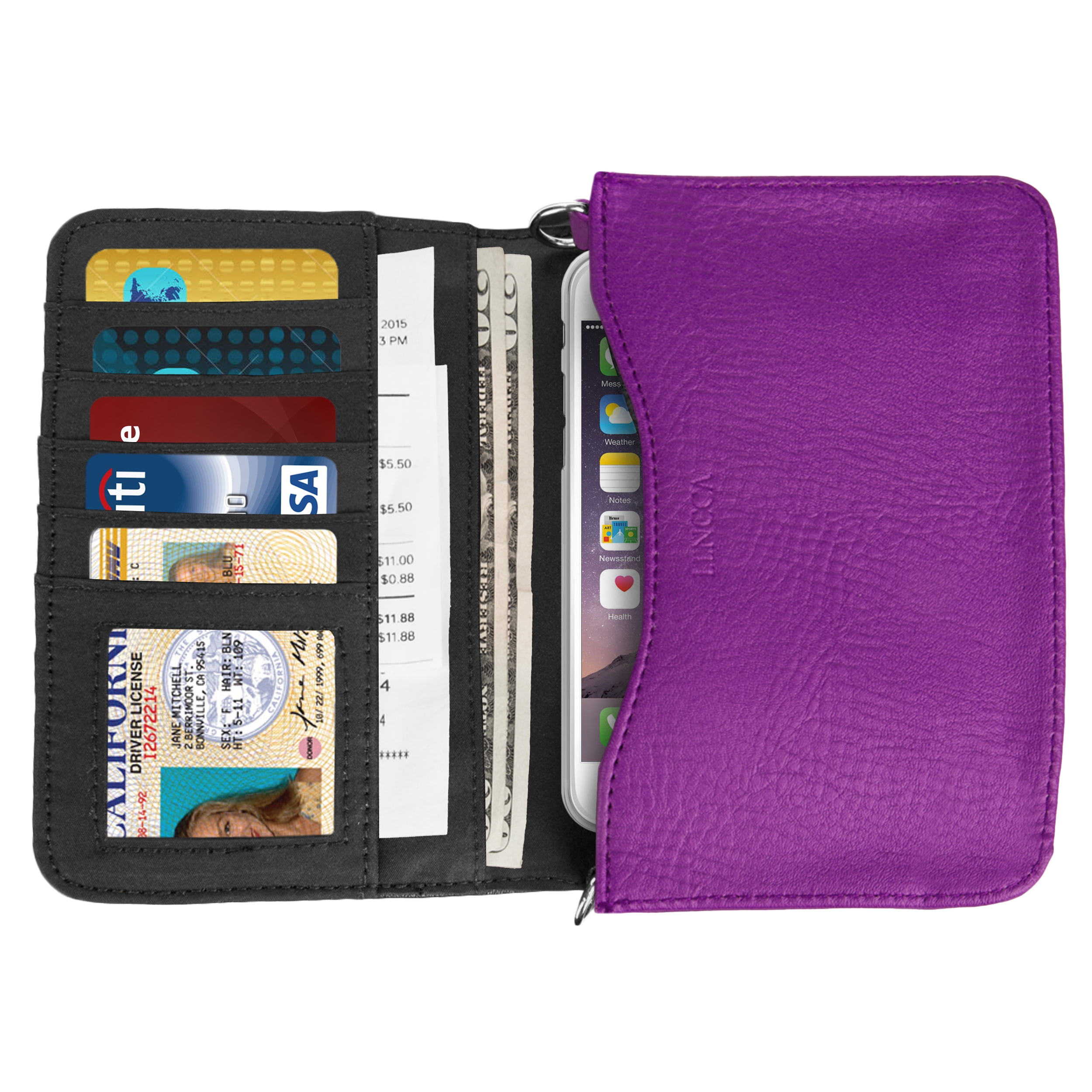 Women's Wallet Clutch Ideal for Daily, Travel, Business, And Personal Use Fits Universal Large Smartphones (Purple)