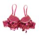 thumbnail image 4 of Top de sujetador con lentejuelas para danza del vientre, top brillante con purpurina para mujer, ideal para cabaret. rosa roja, 4 of 9