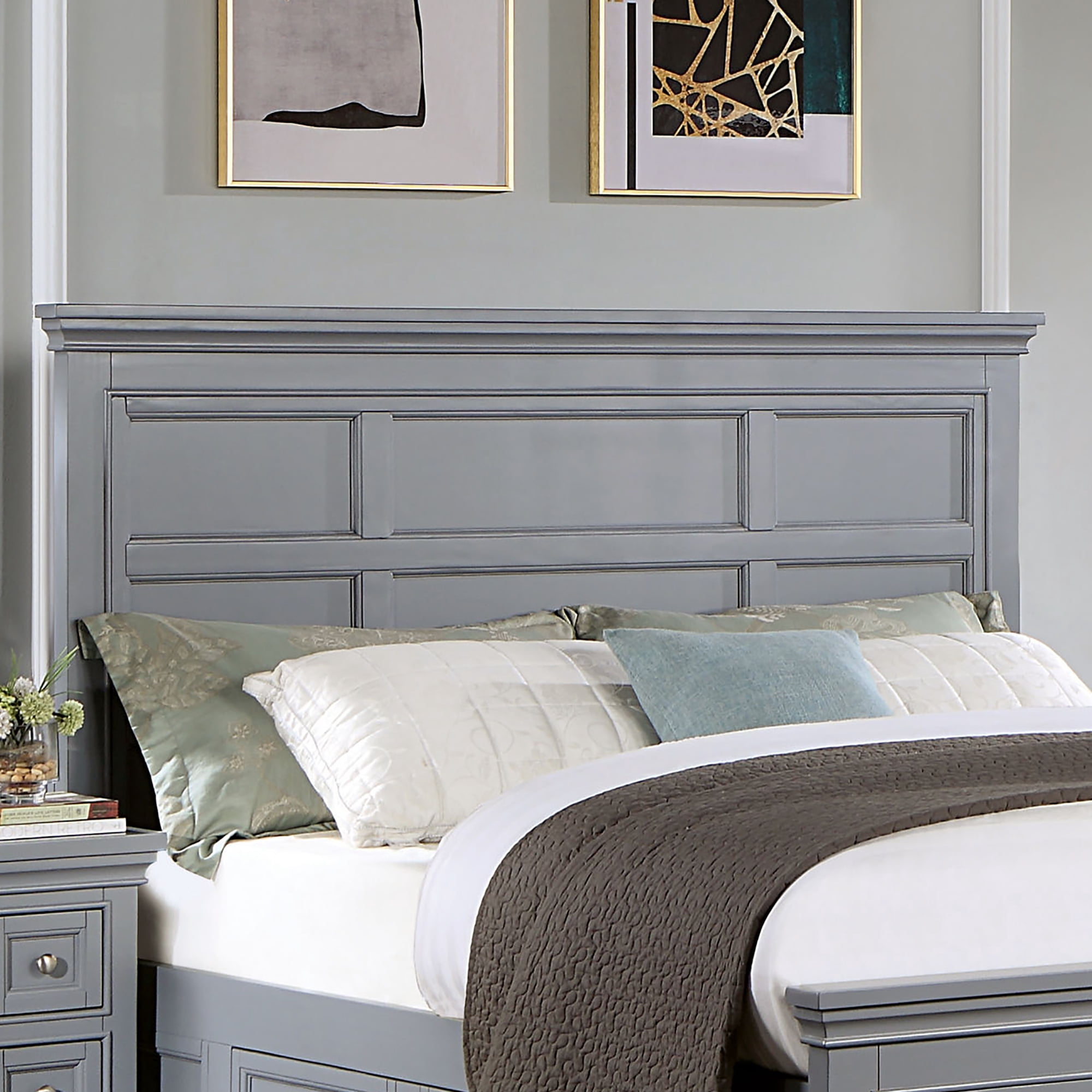 Furniture of America Senoma Kids Solid Wood Full Size Platform Bed, Gray