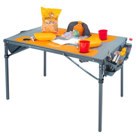 UPC: 0850031353282 | CREATIVE OUTDOOR Folding Table for Camping w/ Glass Holders & Side Pocket  Orange/Gray