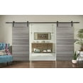 thumbnail image 3 of Sliding Double Barn Doors with Hardware | Planum 0020 Ginger Ash | 13FT Rail Hangers Sturdy Set | Modern Solid Panel Interior Hall Bedroom Bathroom Door-36" x 96" (2* 18x96)-Black Rail, 3 of 6