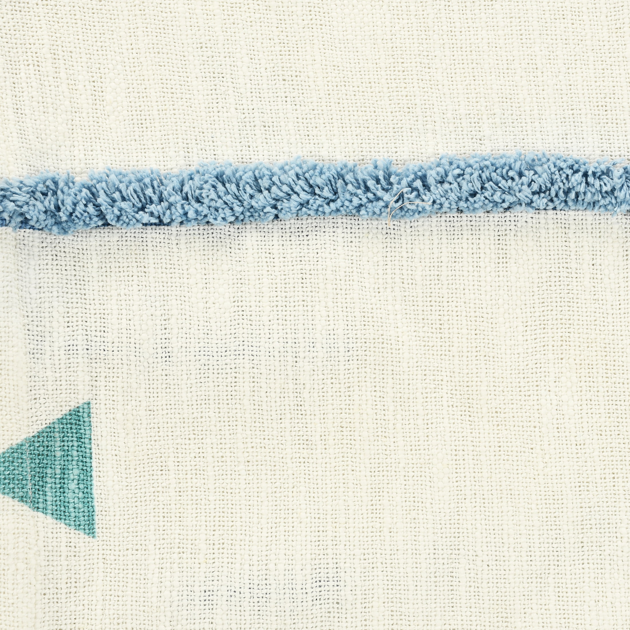 LR Home Cream/Blue Embroidered Geometric Adult Cotton Throw Blanket, 50" x 60"